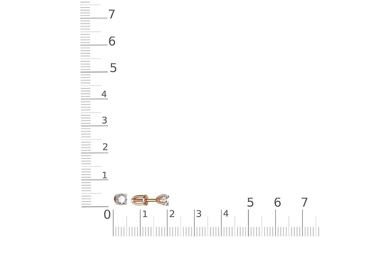 Серьги-пусеты из красного золота с 2 фианитами