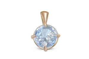 Подвеска из красного золота с 2 топазами sky и 3 бриллиантами