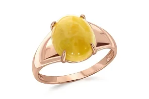 Кольцо из красного золота с янтарём