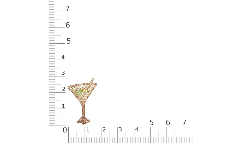 Брошь Коктейль из красного золота с хризолитами, цитринами и фианитами