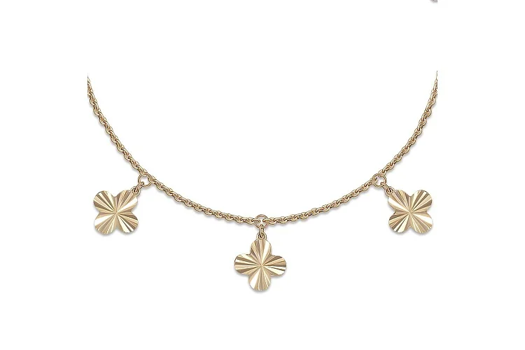 Колье Клевер из жёлтого золота без вставок