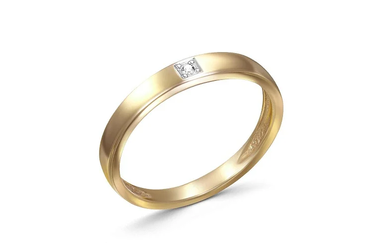 Кольцо из жёлтого золота с фианитом