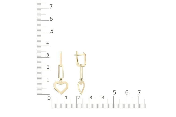 Серьги-трансформеры Сердца из жёлтого золота без вставок