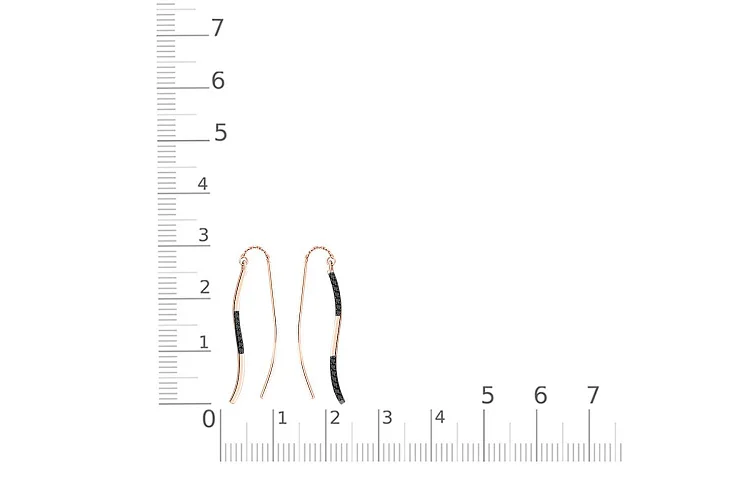 Серьги из красного золота с 21 фианитами