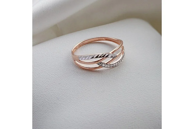 Кольцо дорожка из красного золота с 11 бриллиантами