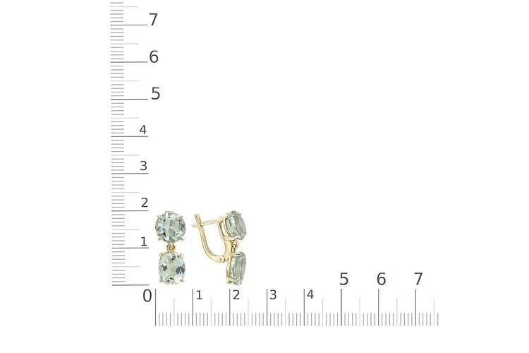 Серьги из жёлтого золота с 4 празиолитами