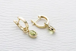 Серьги-трансформеры из жёлтого золота с 2 хризолитами