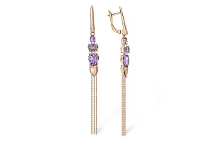 Серьги из красного золота с 6 аметистами