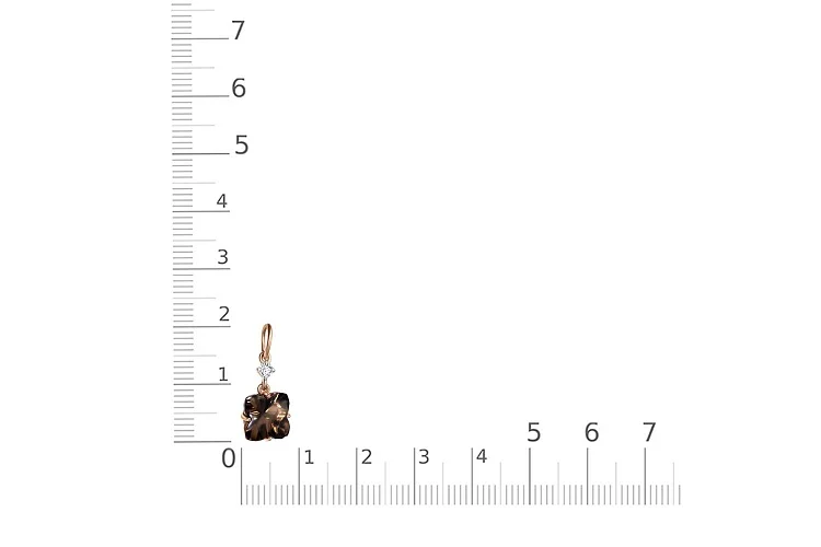 Подвеска Цветок из красного золота с кварцем и фианитом