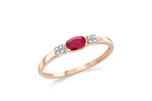 Кольцо из красного золота с рубином и 8 бриллиантами