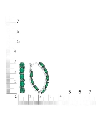 Серьги из белого золота с 24 изумрудами
