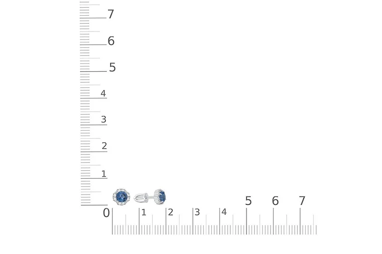 Серьги-пусеты из белого золота с 2 топазами лондон и 16 фианитами