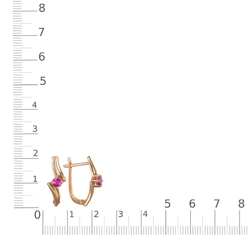 Серьги из красного золота с 2 рубинами