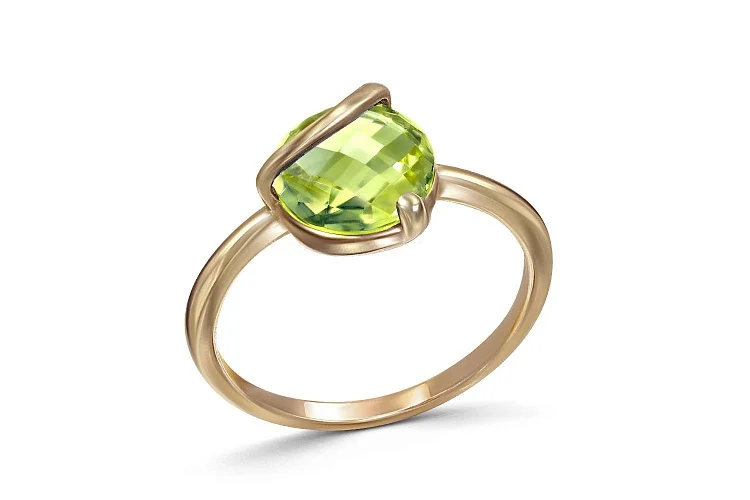 Кольцо из жёлтого золота с хризолитом