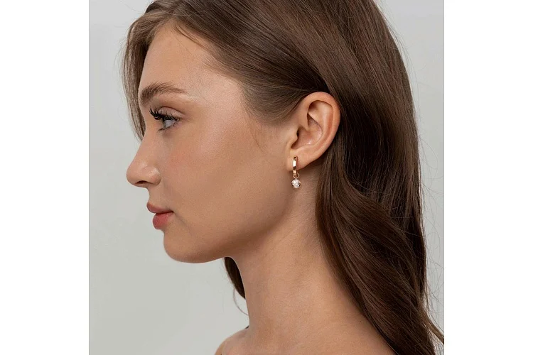 Подвеска серёг-трансформеров из красного золота с горным хрусталём