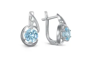 Серьги из белого золота с 2 топазами sky и 2 фианитами