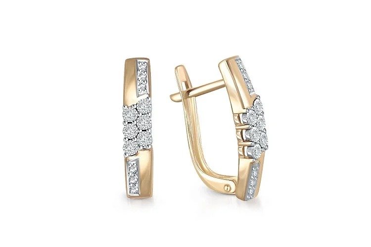 Серьги Дорожки из жёлтого золота с 24 бриллиантами