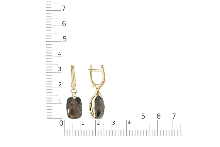 Серьги из жёлтого золота с 2 раухтопазами