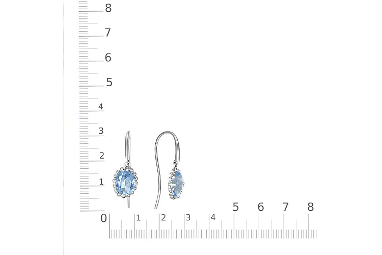 Серьги из белого золота с 2 топазами sky