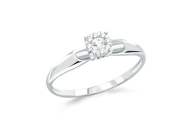 Кольцо Малинка из белого золота с 9 бриллиантами