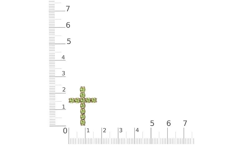 Колье Крест из красного золота с 11 хризолитами