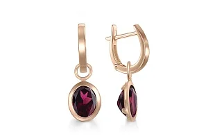 Серьги-трансформеры из красного золота с 2 родолитами