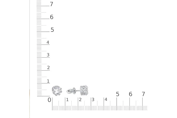 Серьги-пусеты Короны из белого золота с 2 кристаллами swarovski