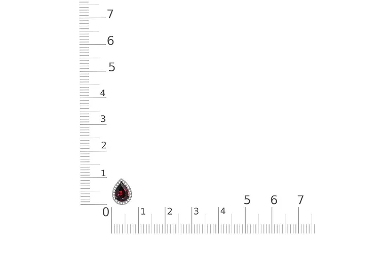 Подвеска капля из красного золота с гранатом и 23 фианитами