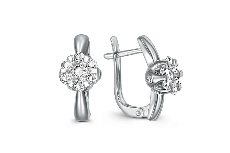 Серьги Малинки из белого золота с 18 бриллиантами