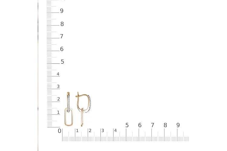Серьги-трансформеры из красного золота с 24 фианитами