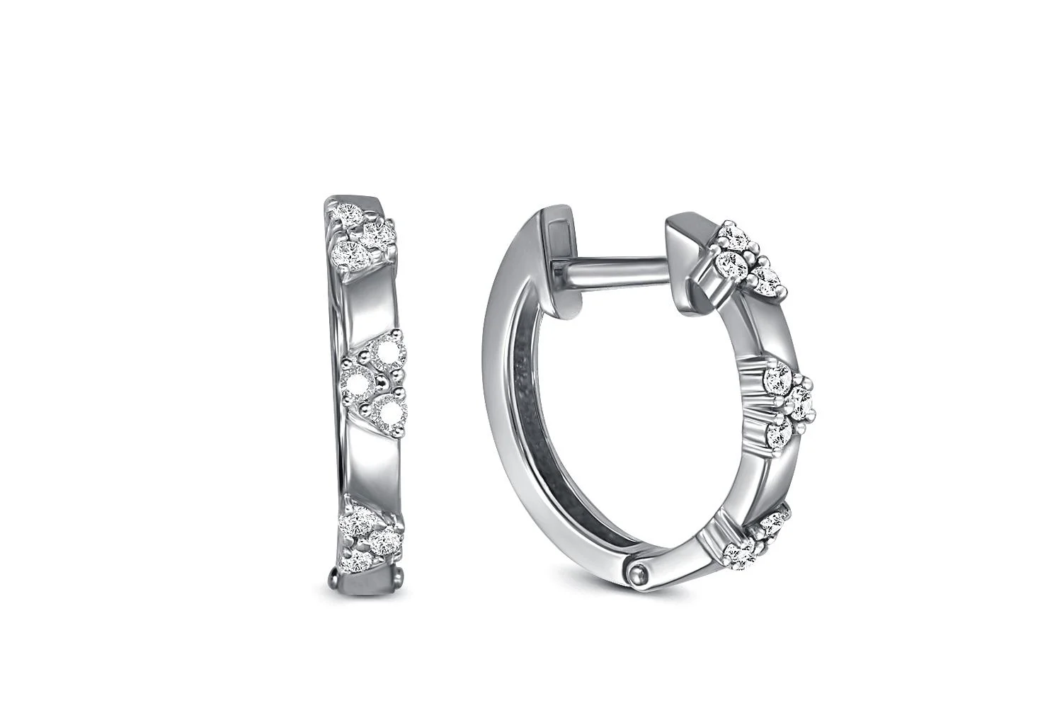 Серьги из белого золота с 18 фианитами