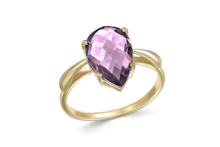 Кольцо из жёлтого золота с аметистом