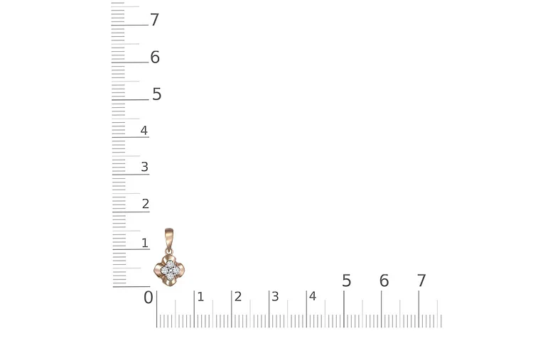 Подвеска Цветок из красного золота с 4 бриллиантами