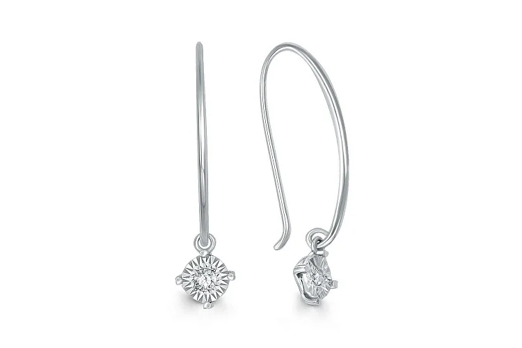 Серьги из белого золота с 2 бриллиантами