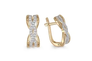 Серьги из жёлтого золота с 52 фианитами