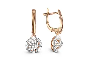 Серьги Цветы из красного золота с 18 фианитами