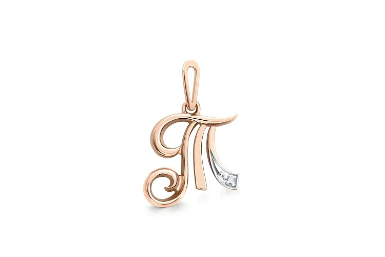 Подвеска Буква из красного золота с фианитом