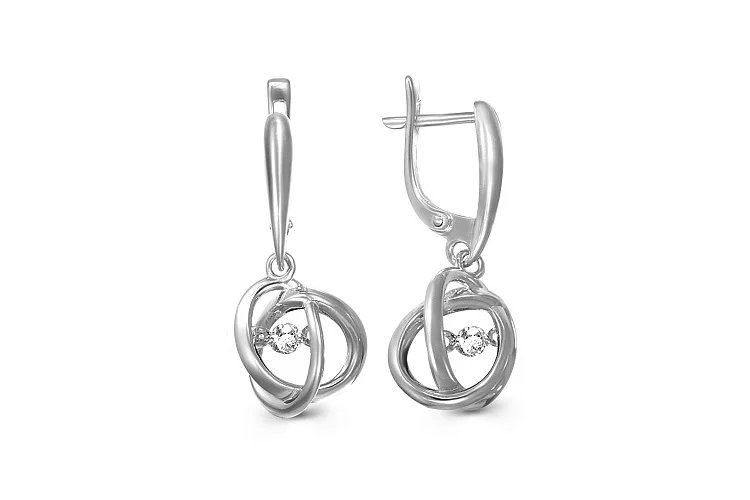 Серьги из белого золота с 2 бриллиантами