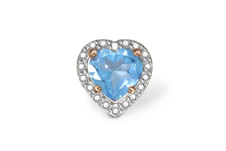 Подвеска Сердце из красного золота с топазом swiss и 18 фианитами