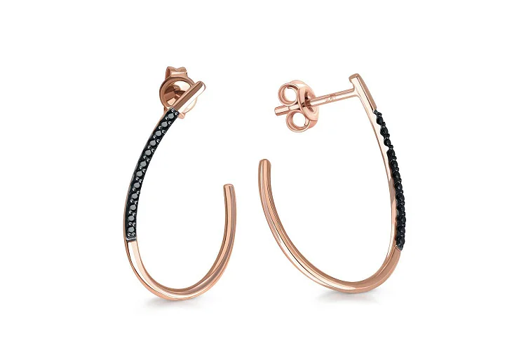 Серьги-пусеты из красного золота с 24 фианитами