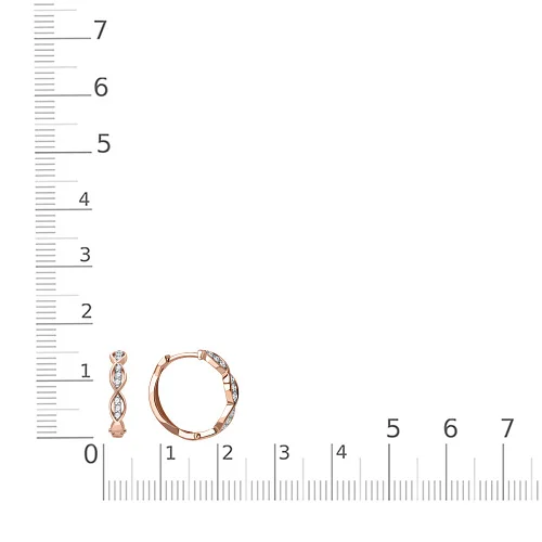 Серьги из красного золота с 18 фианитами