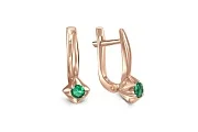 Серьги Цветы из красного золота с 2 изумрудами