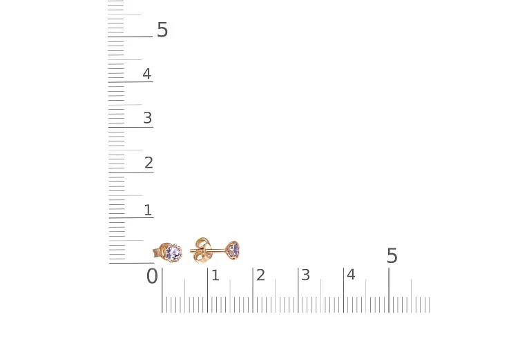 Серьги-пусеты из красного золота с 2 танзанитами
