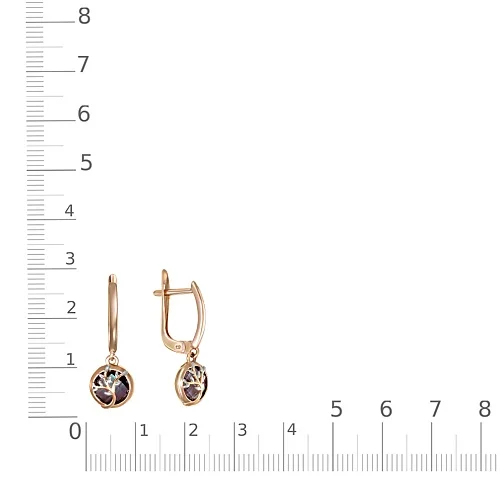 Серьги Веточки из красного золота с 2 александритами