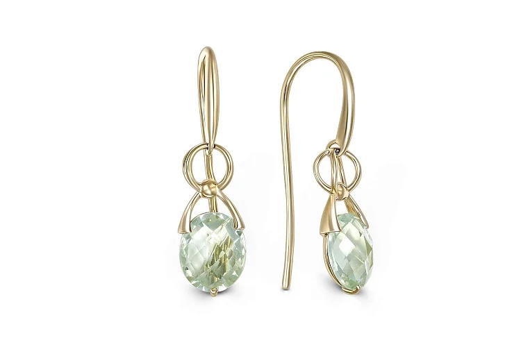 Серьги из жёлтого золота с 2 аметистами