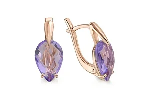 Серьги из красного золота с 2 аметистами