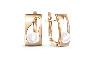 Серьги из красного золота с 2 жемчужинами