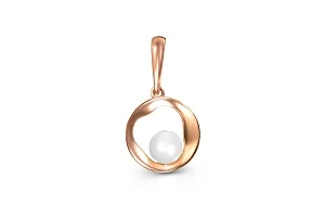 Подвеска Круг из красного золота с жемчугом
