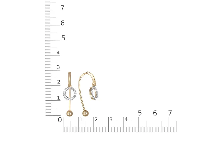 Серьги из жёлтого золота с 36 фианитами
