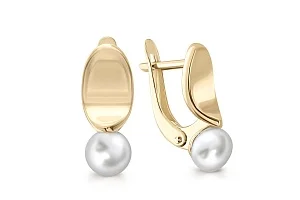Серьги из жёлтого золота с 2 жемчужинами